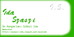 ida szaszi business card